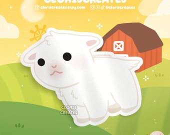 White Dairy Goat Waterproof Vinyl Sticker | Kawaii Chibi Petting Zoo Souvenir Decal | Cute Cartoon Farm Animal Art Lover Loss Memorial Gift