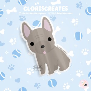 Lilac French Bulldog Frenchie Dog Breed Waterproof Vinyl Sticker | Kawaii Chibi Animal Art Decal | Cute Cartoon Puppy Pet Loss Gift