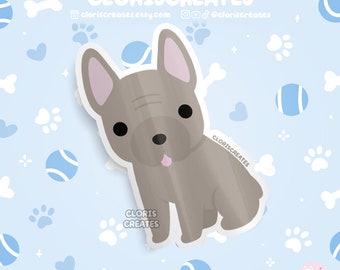 Lilac French Bulldog Frenchie Dog Breed Waterproof Vinyl Sticker | Kawaii Chibi Animal Art Decal | Cute Cartoon Puppy Pet Loss Gift