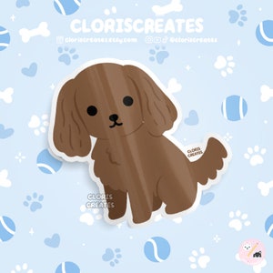 Ruby Cavalier King Charles Spaniel Dog Breed Waterproof Vinyl Sticker | Kawaii Chibi Animal Art Decal | Cute Cartoon Puppy Pet Loss Gift