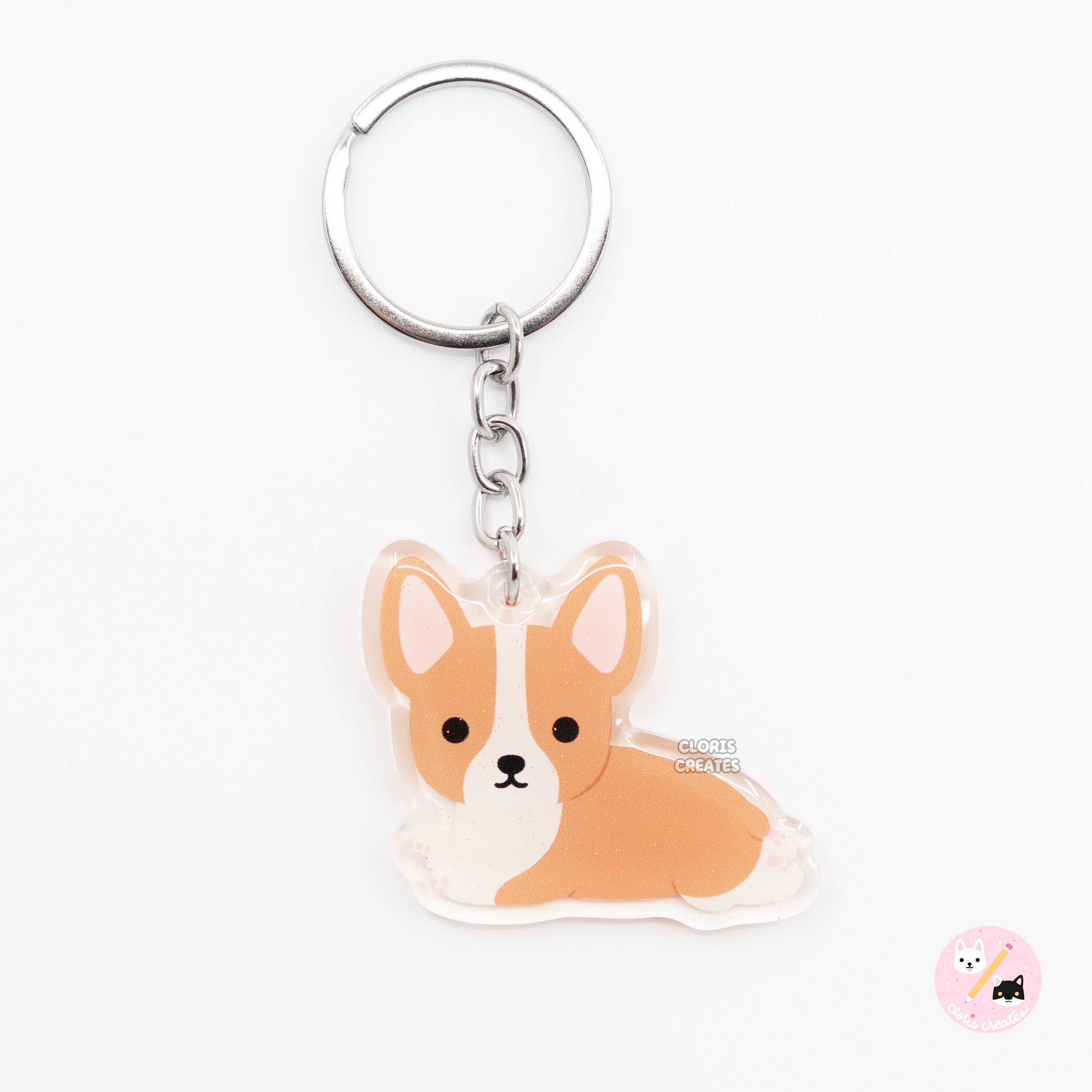Red Pembroke Welsh Corgi Acrylic Dog Breed Keychain | Cartoon Kawaii Art Puppy Charm | Chibi Cute Animal Lover Pet Loss Memorial Gift