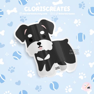Black & Silver Schnauzer Dog Breed Waterproof Vinyl Sticker | Kawaii Chibi Animal Decal | Cute Cartoon Terrier Puppy Pet Loss Memorial Gift