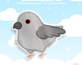 Diamond Dove Bird Breed Waterproof Vinyl Sticker | Kawaii Chibi Animal Art Lover Laptop Decal | Cute Cartoon Exotic Pigeon Pet Loss Gift