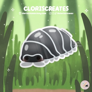 Zebra Isopod Roly Poly Waterproof Die Cut Sticker | Kawaii Chibi Bug Art Laptop Decal | Cute Cartoon Pillbug Pet Insect Entolomologist Gift