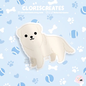 Great Pyrenees Maremma Sheepdog Dog Breed Waterproof Vinyl Sticker | Kawaii Chibi Animal Decal | Cute Cartoon Puppy Pet Loss Memorial Gift