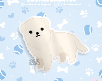 Great Pyrenees Maremma Sheepdog Dog Breed Waterproof Vinyl Sticker | Kawaii Chibi Animal Decal | Cute Cartoon Puppy Pet Loss Memorial Gift