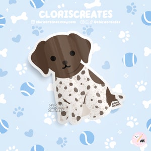 Pegatina de vinilo impermeable de la raza de perro Braco Alemán (color hígado) / Calcomanía artística de animales kawaii / Lindo cachorro de dibujos animados, regalo conmemorativo para mascota