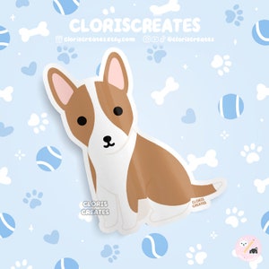 Red Bull Terrier Dog Breed Waterproof Vinyl Sticker | Kawaii Chibi Art Style Animal Laptop Decal | Cute Cartoon Puppy Pet Loss Memorial Gift