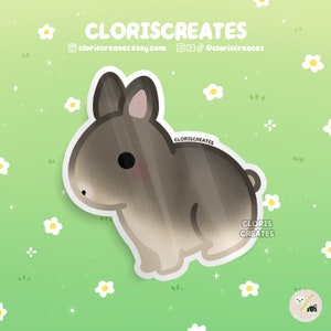 Chestnut Netherland Dwarf Rabbit Waterproof Vinyl Sticker | Kawaii Chibi Animal Lover Art Decal | Cute Cartoon Pet Bunny Loss Memorial Gift