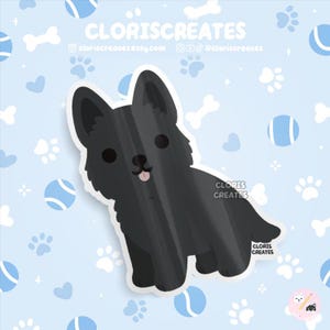 Black German Shepherd Dog Breed Waterproof Vinyl Sticker | Kawaii Chibi Animal Art Laptop Decal | Cute Cartoon Puppy Pet Loss Memorial Gift
