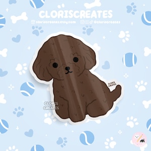 Chocolate Brown Mini Toy Poodle Dog Breed Waterproof Vinyl Sticker | Kawaii Chibi Animal Art Decal Cute Cartoon Puppy Pet Loss Memorial Gift