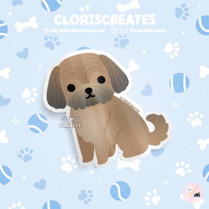 Red Shih Tzu Dog Breed Waterproof Vinyl Sticker | Kawaii Chibi Animal Art Laptop Decal | Cute Cartoon Puppy Pet Loss Gift for Dog Mom
