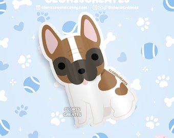 Red & White French Bulldog Frenchie Dog Breed Waterproof Vinyl Sticker | Kawaii Chibi Animal Art Decal | Cute Cartoon Puppy Pet Loss Gift