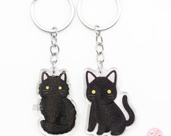 Black and white cat keyring best sale