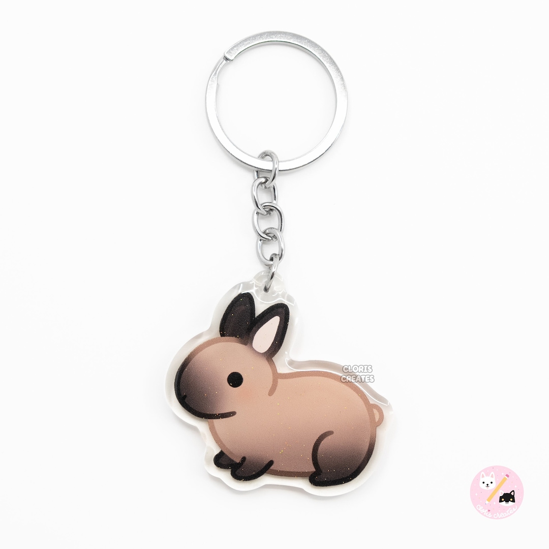 Cinnamon Brown Rabbit Acrylic Pet Breed Keychain | Cartoon Kawaii