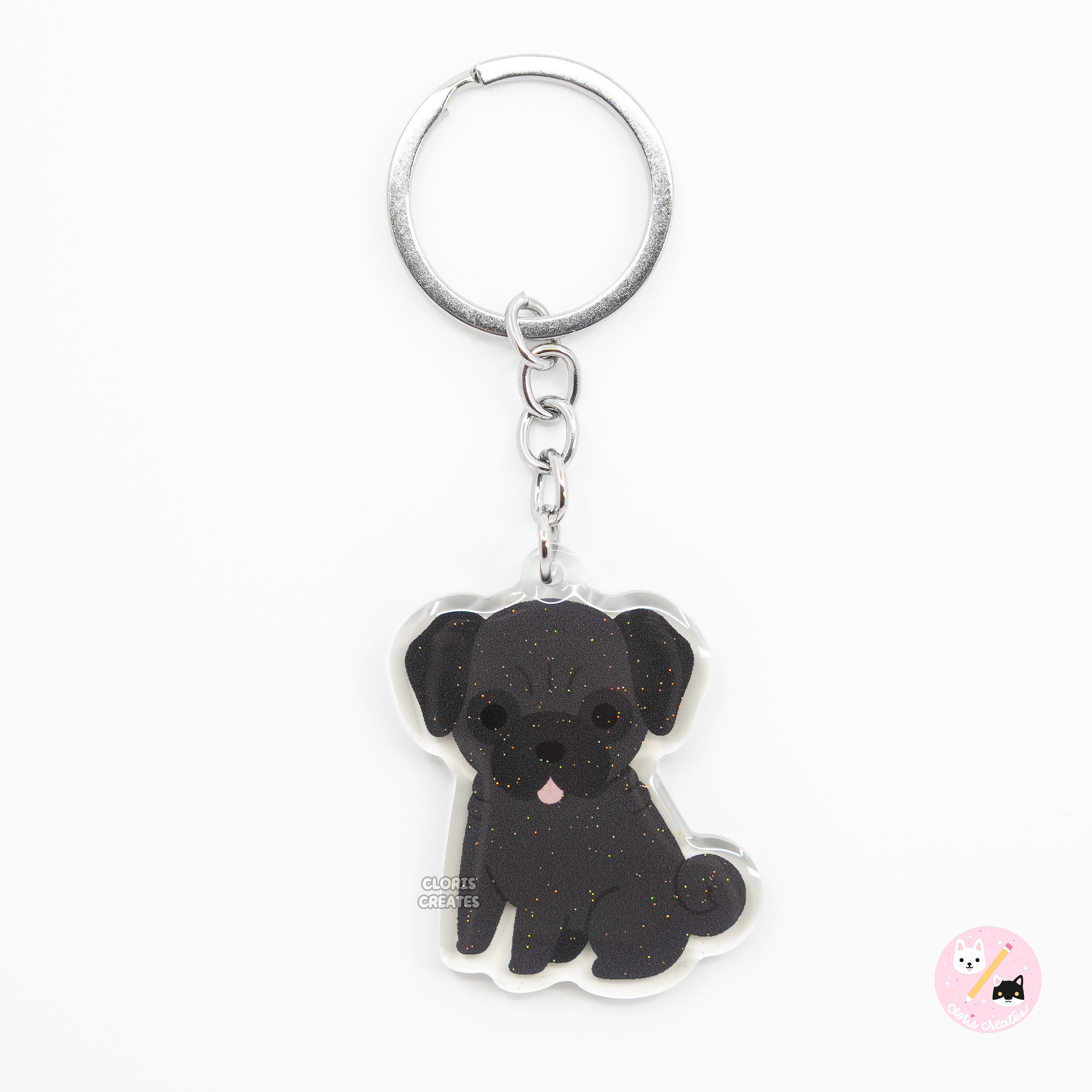 Arora Little Paws Schlüsselanhänger – Mops Design Mit Pfotenabdruck & Anhängern – Bunt, Einheitsgröße