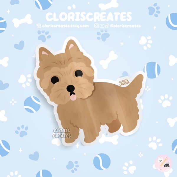 Red Cairn Terrier Norwich Dog Breed Waterproof Vinyl Sticker | Kawaii Chibi Animal Laptop Decal | Cute Cartoon Rescue Puppy Pet Loss Gift