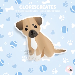 Black Mouth Cur Dog Breed Waterproof Vinyl Sticker | Kawaii Chibi Animal Art Laptop Decal | Cute Cartoon Rescue Puppy Pet Loss Memorial Gift