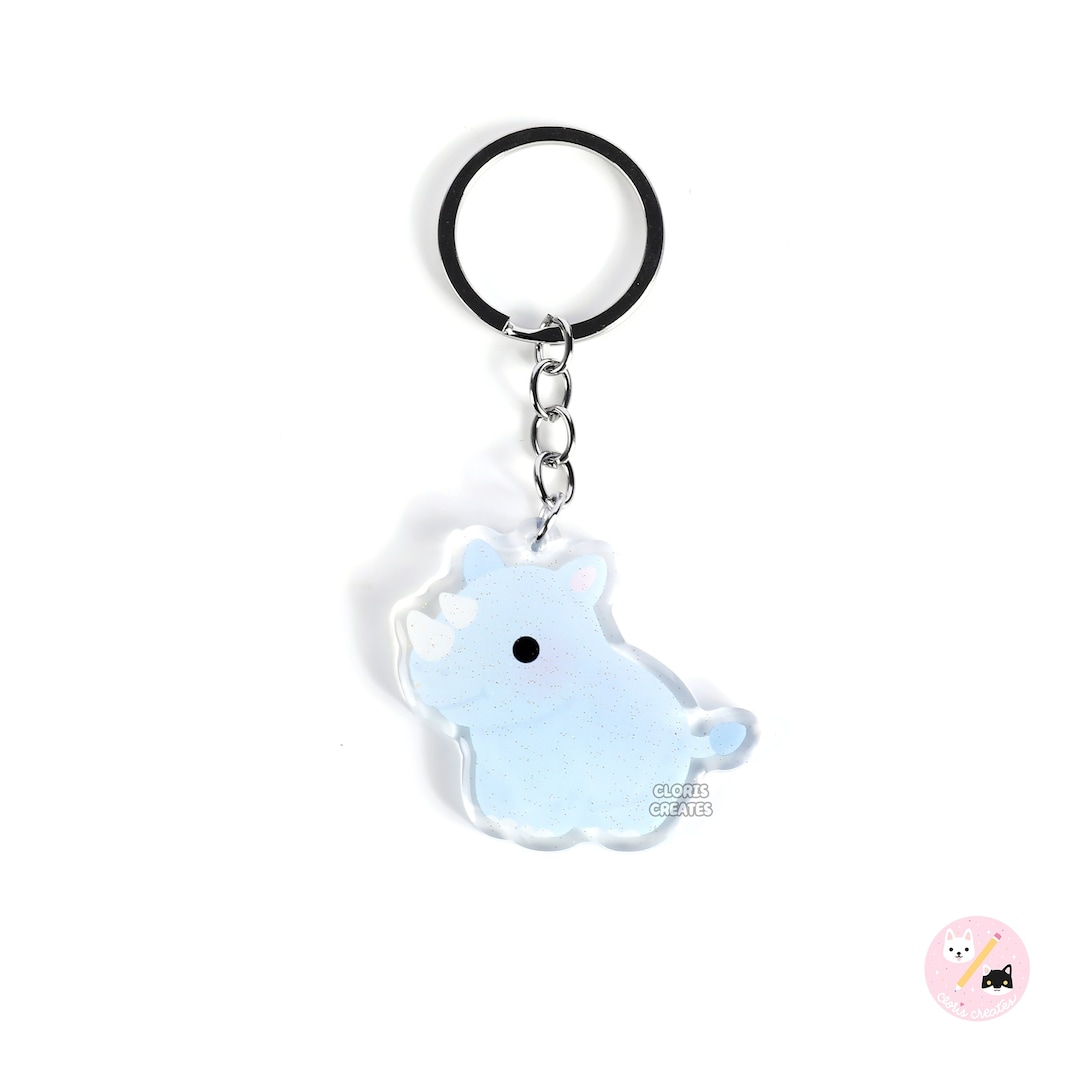 Grey Glitter Rhino Charm