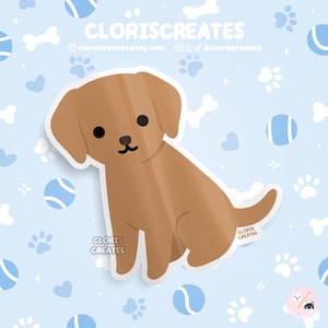 Red Labrador Retriever Dog Breed Waterproof Vinyl Sticker | Kawaii Chibi Animal Art Decal | Cute Cartoon Puppy Pet Loss Memorial Gift