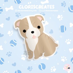Fawn English Bulldog Dog Breed Waterproof Vinyl Sticker | Kawaii Chibi Animal Art Laptop Decal | Cute Cartoon Puppy Pet Loss Memorial Gift