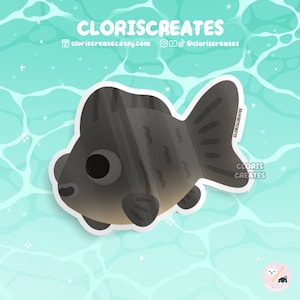 Black Moor Telescope Goldfish Waterproof Die Cut Sticker | Kawaii Chibi Aquarium Laptop Bottle Decal | Cute Cartoon Pet Animal Lover Gift