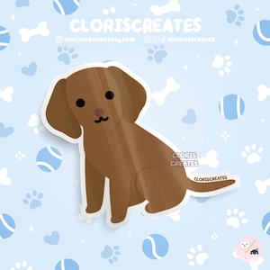 Vizsla Hungarian Dog Breed Waterproof Vinyl Sticker | Kawaii Chibi Art Style Animal Laptop Decal | Cute Cartoon Puppy Pet Loss Memorial Gift
