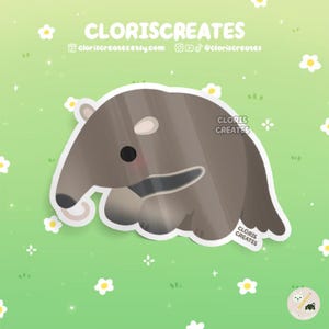 Anteater Waterproof Vinyl Sticker | Kawaii Chibi Wild Animal Lover Art Laptop Decal | Cute Cartoon Safari Zoo Souvenir Wildlife Gift