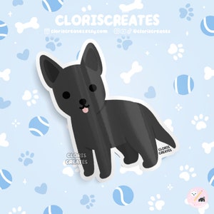 Black Australian Kelpie Dog Breed Waterproof Vinyl Sticker | Kawaii Chibi Animal Art Decal | Cute Cartoon Mixed Rescue Puppy Pet Loss Gift