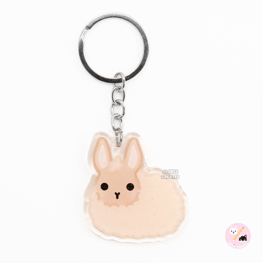 Tan Angora Rabbit Acrylic Pet Breed Keychain | Cartoon Kawaii Art ...