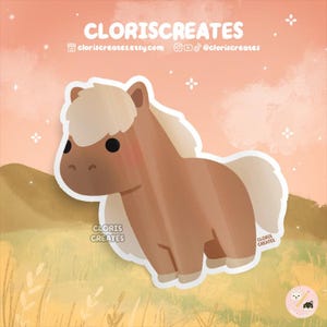 Chestnut Flaxen Horse Waterproof Vinyl Sticker | Kawaii Chibi Zoo Souvenir Decal | Cute Cartoon Farm Animal Pony Lover Loss Memorial Gift