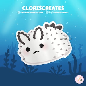 Sea Bunny Nacktschnecke Wasserdicht Vinyl Aufkleber | Kawaii Chibi Marine Tier-Kunst-Abziehbild | Niedliches Cartoon-Aquarium-Andenken-Meeresgeschöpf-Geschenk