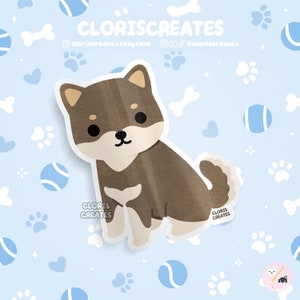 Sesame Shiba Inu Dog Breed Waterproof Vinyl Sticker | Kawaii Chibi Animal Art Decal | Cute Cartoon Shikoku Puppy Pet Loss Memorial Gift
