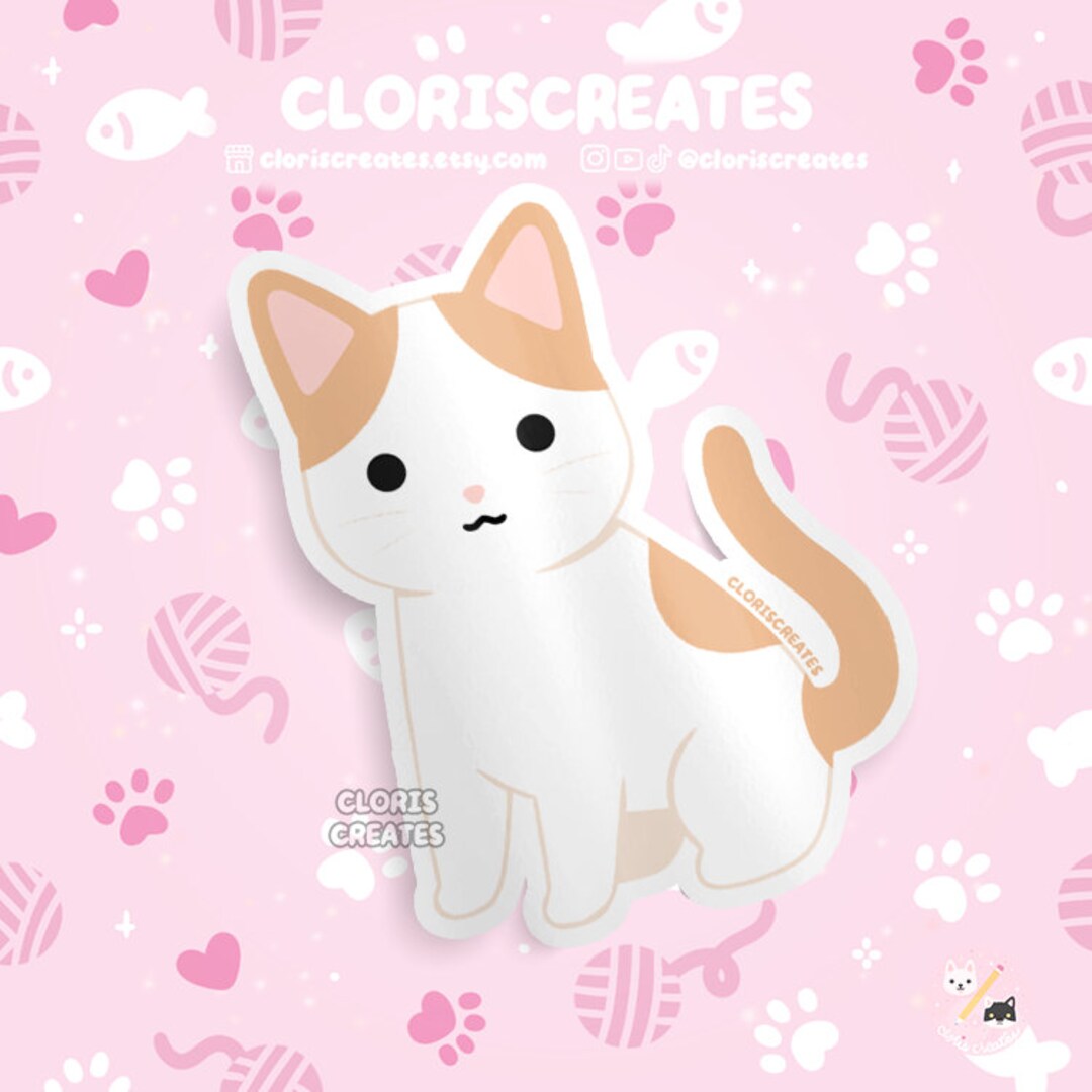 Orange Van Cat Waterproof Vinyl Sticker | Kawaii Chibi Animal Laptop ...