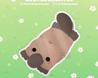 Pegatina de vinilo impermeable de ornitorrinco / Calcomanía artística kawaii chibi para amantes de los animales salvajes australianos / Lindo recuerdo de zoológico de dibujos animados, regalo de fauna australiana
