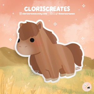Chestnut Red Sauerampfer Pferd Vinyl Aufkleber | Chibi Zoo Souvenir Aufkleber | Niedliches Cartoon Bauernhof Tier Pony Liebhaber-Denkmal Geschenk