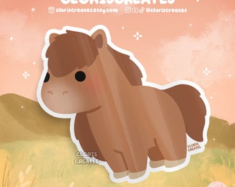 Chestnut Red Sorrel Horse Waterproof Vinyl Sticker | Kawaii Chibi Zoo Souvenir Decal | Cute Cartoon Farm Animal Pony Lover Memorial Gift