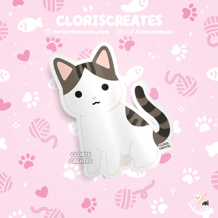 Tabby Shorthaired Van Cat Waterproof Vinyl Sticker | Kawaii Chibi ...