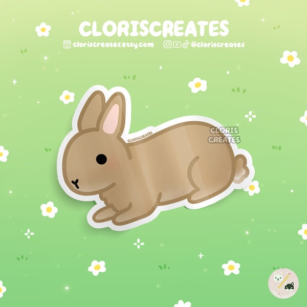 Fawn Flemish Giant Rabbit Waterproof Vinyl Sticker | Kawaii Chibi Animal Lover Art Bottle Decal | Cute Cartoon Pet Bunny Loss Memorial Gift