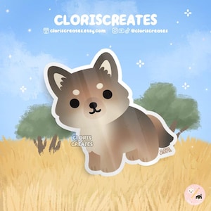 Coyote Wasserdicht Vinyl Tier Aufkleber | Kawaii Chibi wilder Hund Canine Lover Art Laptop Aufkleber | Niedliches Cartoon Zoo Souvenir Wildtier Geschenk