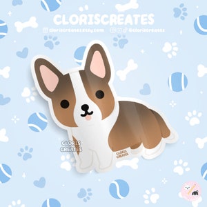 Sable Cardigan Corgi Dog Breed Waterproof Vinyl Sticker | Kawaii Chibi Animal Art Laptop Decal | Cute Cartoon Puppy Pet Loss Memorial Gift