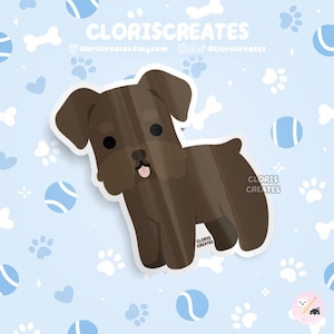 Liver Schnauzer Dog Breed Waterproof Vinyl Sticker | Kawaii Chibi Animal Laptop Decal | Cute Cartoon Terrier Puppy Pet Loss Memorial Gift