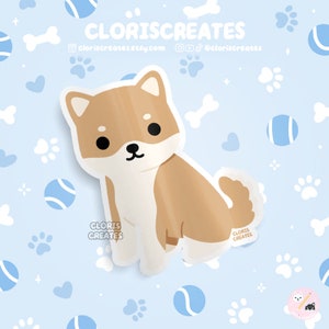 Red Shiba Inu Dog Breed Waterproof Vinyl Sticker | Kawaii Chibi Animal Art Laptop Decal | Cute Cartoon Puppy Pet Loss Memorial Gift