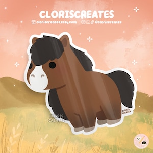 Brown Bay Blaze Horse Waterproof Vinyl Sticker | Kawaii Chibi Zoo Souvenir Decal | Cute Cartoon Farm Animal Pony Lover Loss Memorial Gift