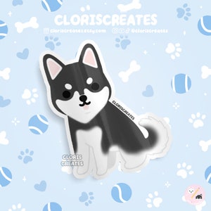 Black Alaskan Klee Kai Mini Husky Dog Breed Waterproof Vinyl Sticker | Kawaii Chibi Animal Art Decal | Cute Cartoon Puppy Pet Loss Gift