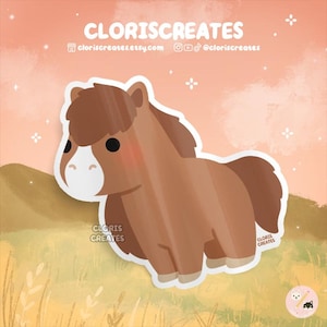 Chestnut Blaze Horse Waterproof Vinyl Sticker | Kawaii Chibi Zoo Souvenir Decal | Cute Cartoon Farm Animal Pony Lover Loss Memorial Gift