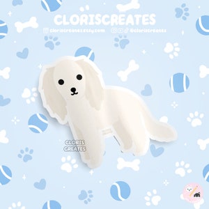 Cream Saluki Dog Breed Waterproof Vinyl Sticker | Kawaii Chibi Animal Laptop Decal | Cute Cartoon Sighthound Puppy Pet Loss Memorial Gift