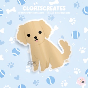 Golden Retriever Dog Breed Waterproof Vinyl Sticker | Kawaii Chibi Animal Lover Art Laptop Decal | Cute Cartoon Puppy Pet Loss Memorial Gift