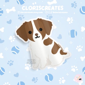 Red Brittany Spaniel Dog Breed Waterproof Vinyl Sticker | Kawaii Chibi Animal Art Laptop Decal | Cute Cartoon Puppy Pet Loss Memorial Gift