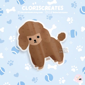 Red Standard Poodle Dog Breed Waterproof Vinyl Sticker | Kawaii Chibi Animal Art Laptop Decal | Cute Cartoon Puppy Pet Loss Memorial Gift
